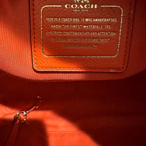 Coach Tatum Orange Leather Whiplash Tote Handbag Bag Purse F34398 Rare - Picture 7 of 15